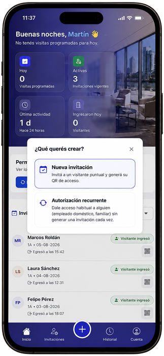 Portal de Anfitriones: creación de una nueva invitación desde la app móvil